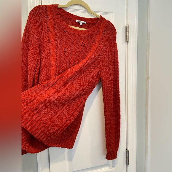 NWOT Serengeti Size L Rust Cotton Cable Knit Long Sleeve Crew Neck Sweater Ivy - Picture 5 of 11